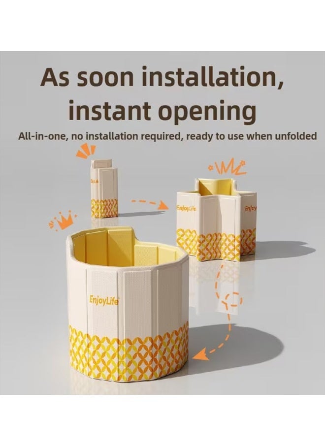 بيوينتي كرسي استحمام دائري قابل للطي محمول مع مسند ظهر، حوض استحمام للبالغين عازل سميك قابل للطي، حوض استحمام متعدد الاستخدامات للمنزل مع حوض استحمام قابل للطي مزود بطبقة عازلة ماء، أحواض الاستحمام المنزلية، حوض استحمام عائلي منفصل للكبار والصغار في الحمام - Image 2